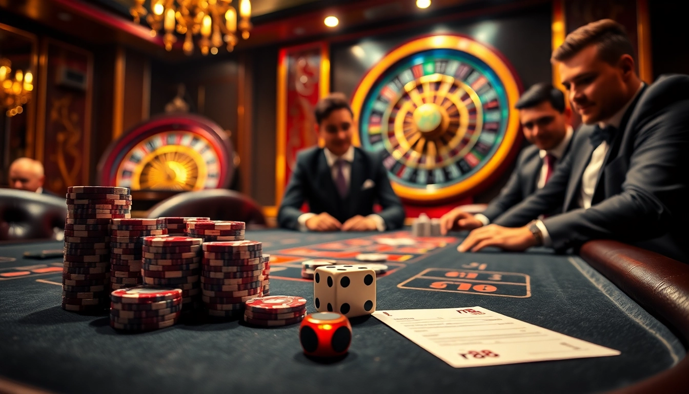 Experience thrilling high-stakes action at rr 88’s luxurious casino table filled with poker chips and dice.