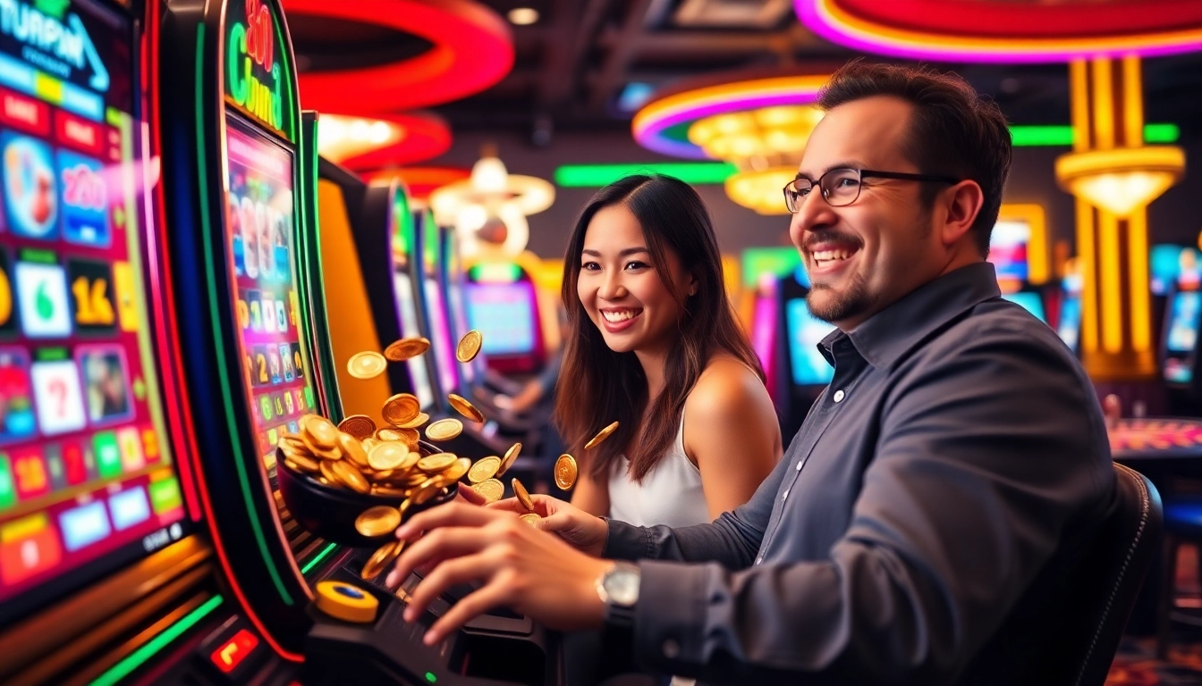 Winning on tt88 nổ hũ slot machine in a luxurious casino atmosphere filled with excitement.