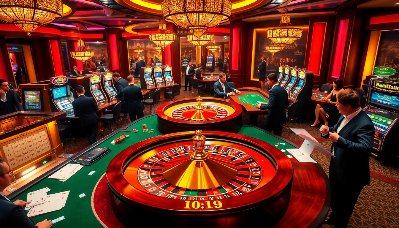 Experience the thrill of betting at https://669bett.com.br/ with a vibrant casino scene showcasing roulette, poker, and slot machines.