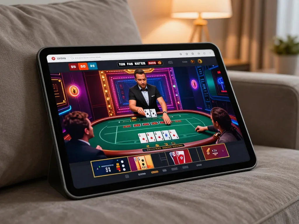 Engaging online gameplay at LC88 with a live dealer game on a tablet.