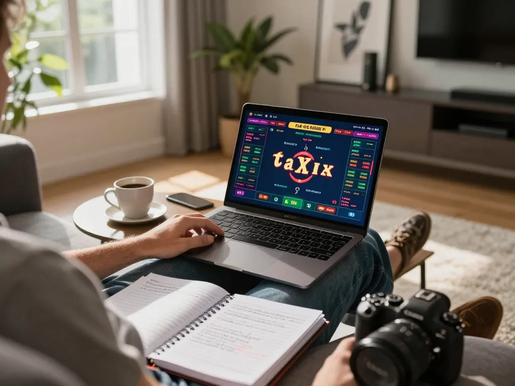 Engaging in tài xỉu online gameplay on a laptop while enjoying a cozy home environment