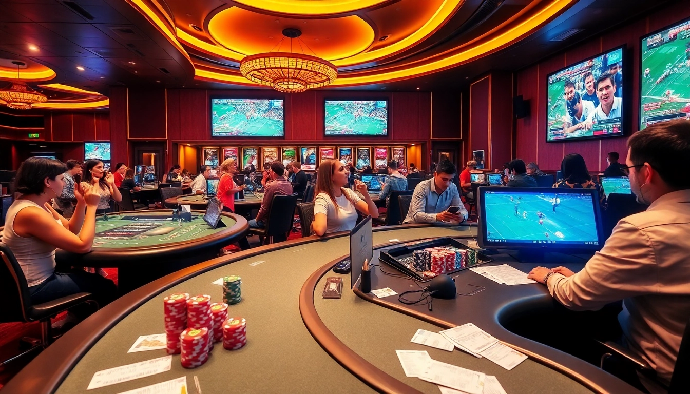 Exciting sports betting scene at thể thao pg88, with fans placing bets and enjoying the atmosphere.