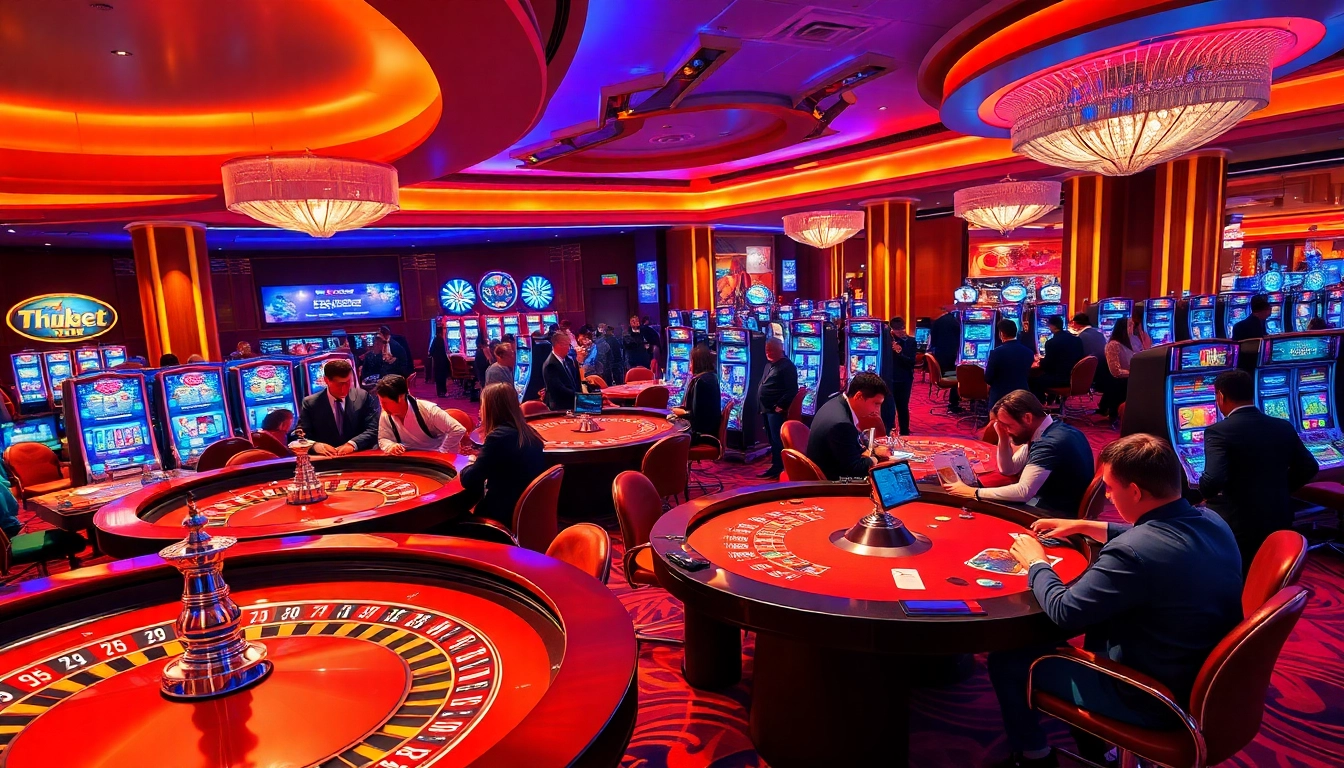 Kubet casino players engaged in exciting games at vibrant roulette and poker tables.