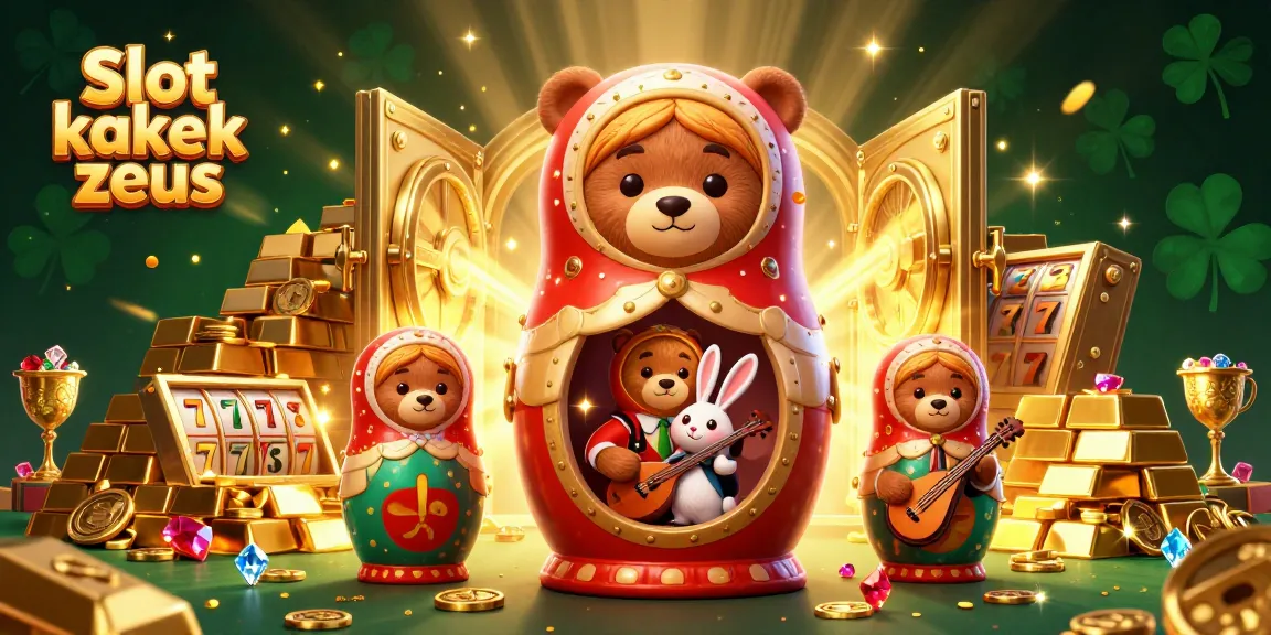 Engage with Slot kakek zeus in this vibrant 3D casino illustration brimming with treasures and excitement.