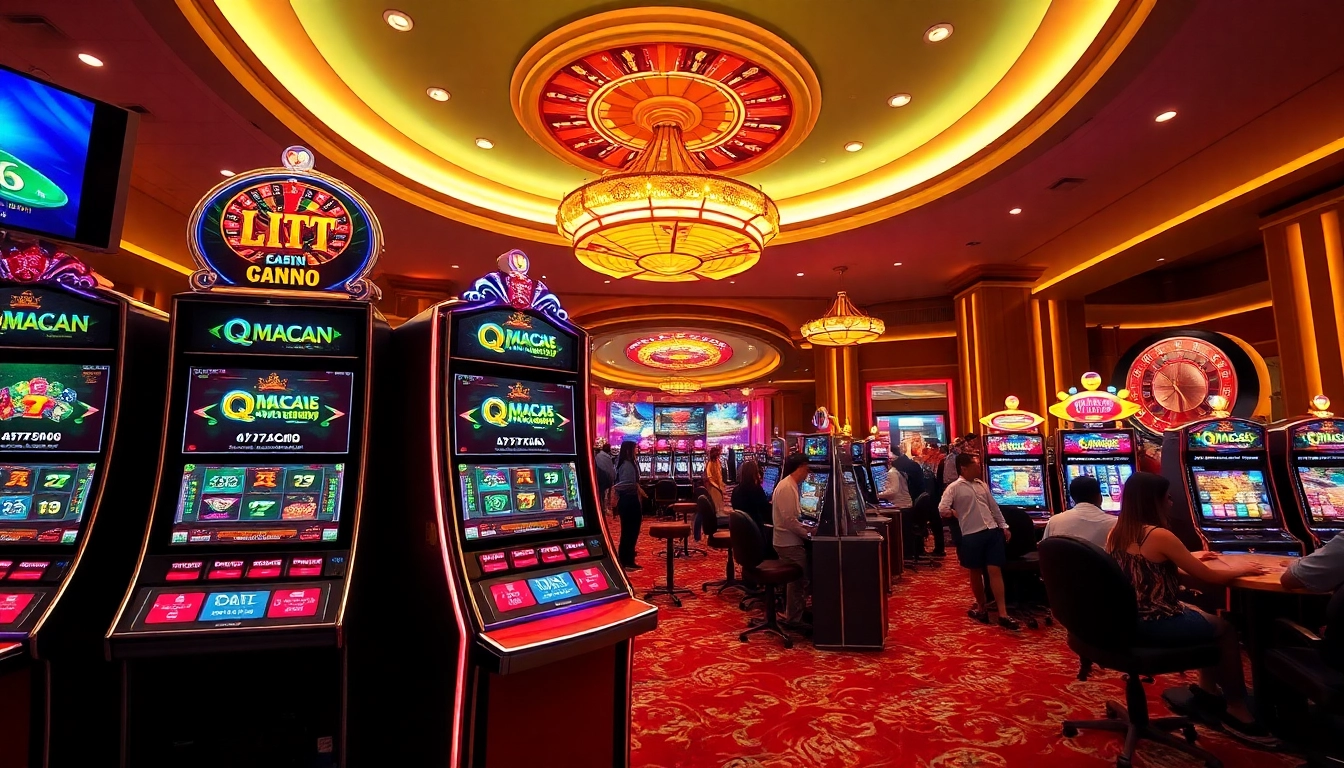 Experience the excitement of QQMacan with vibrant slot machines and lively casino action.