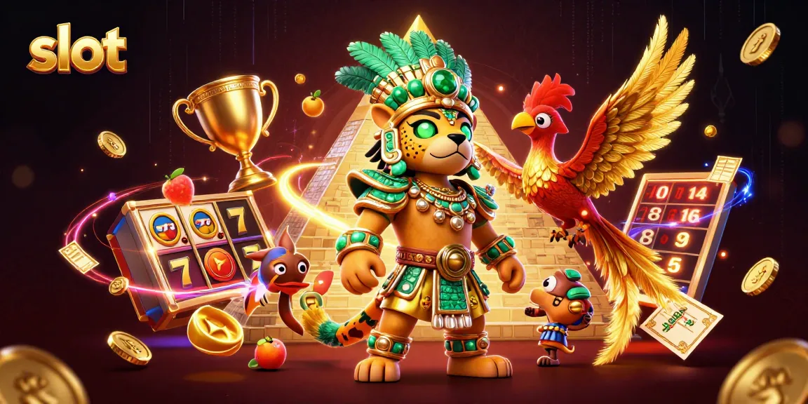 Spin the vibrant slot reels with the Mayan priest, winning gold coins and prizes in the exhilarating casino.