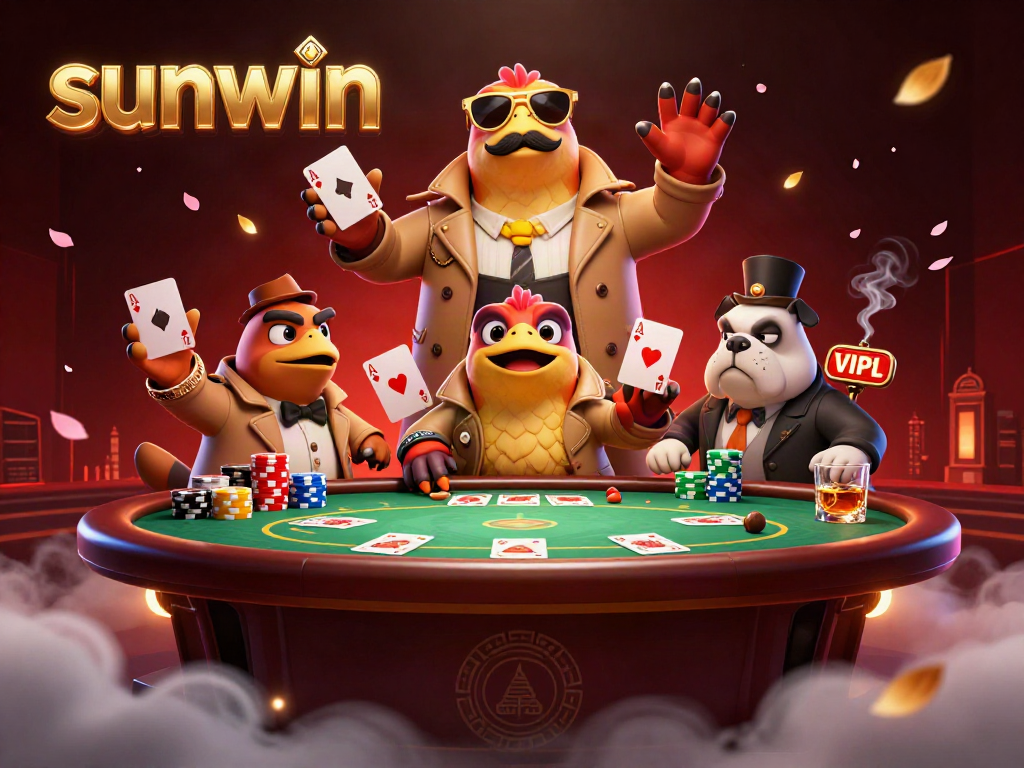 Experience thrilling action with sunwin as raptors hilariously disguise in a casino lounge.