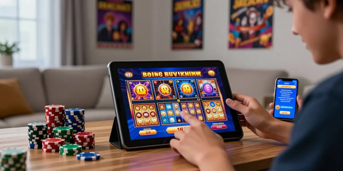 Engaging gameplay of bonus buy slots at https://celebratepanto.co.uk/ with colorful casino graphics and excited player.