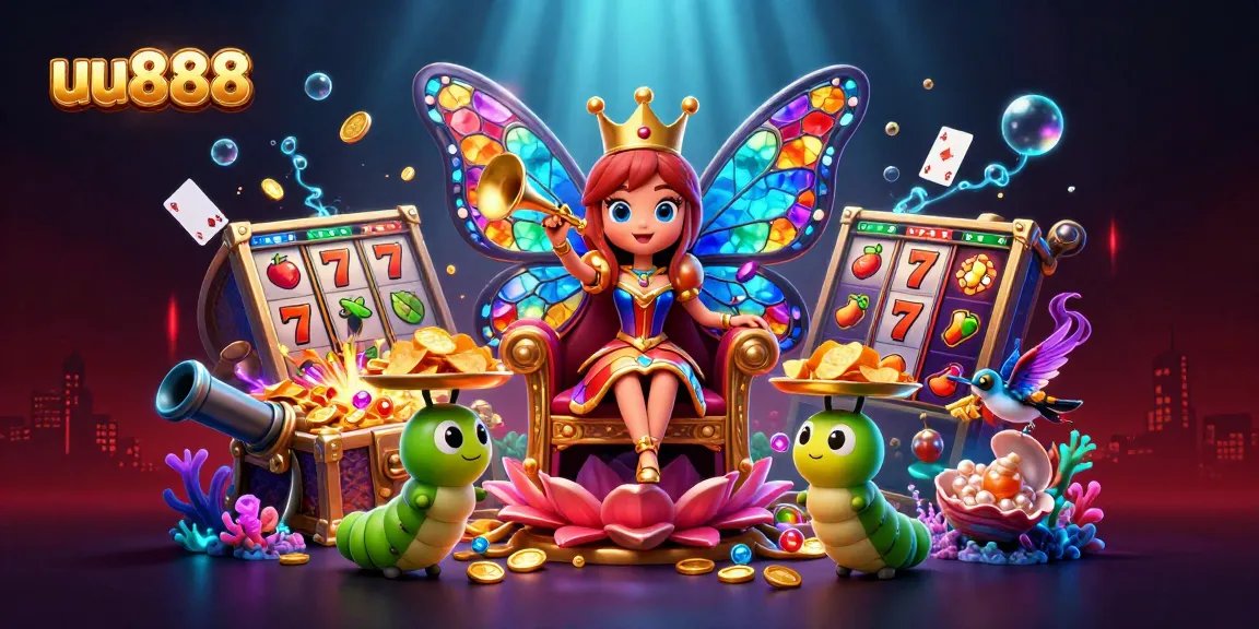 Experience thrilling wins at uu888 with slots and vibrant casino elements in a dazzling scene.
