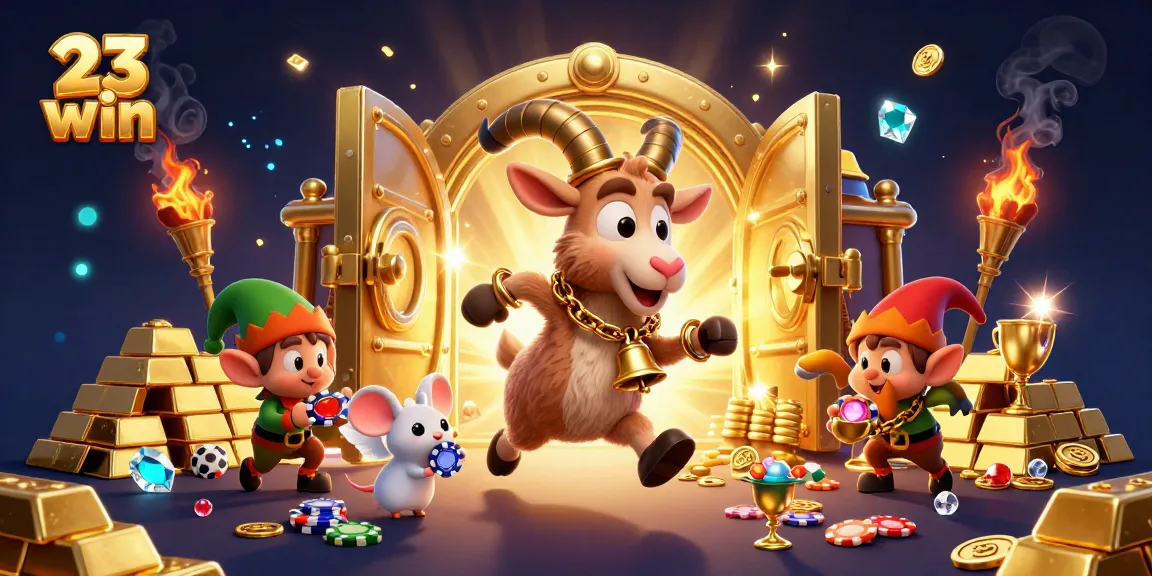 Experience thrilling gameplay at 23 win with vibrant casino characters amidst a treasure-filled casino.