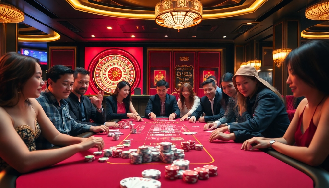 Intense gaming action at the GG88 casino with players enjoying roulette and poker.