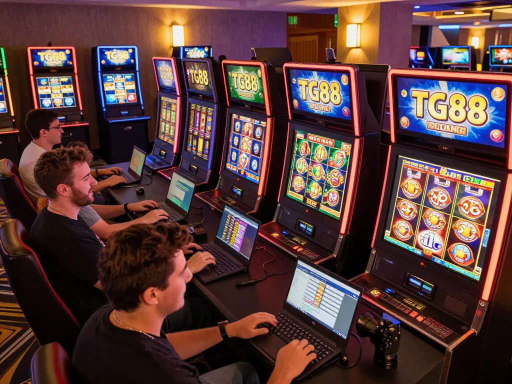 TG88 players enjoying diverse online casino games on mobile and laptops.