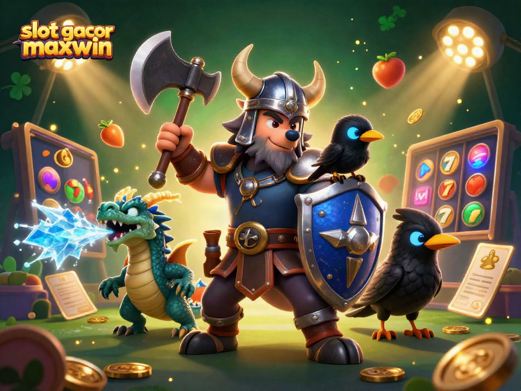 Permainan di slot gacor maxwin yang menegangkan dengan penggambaran karakter 3D menarik dan elemen judi.