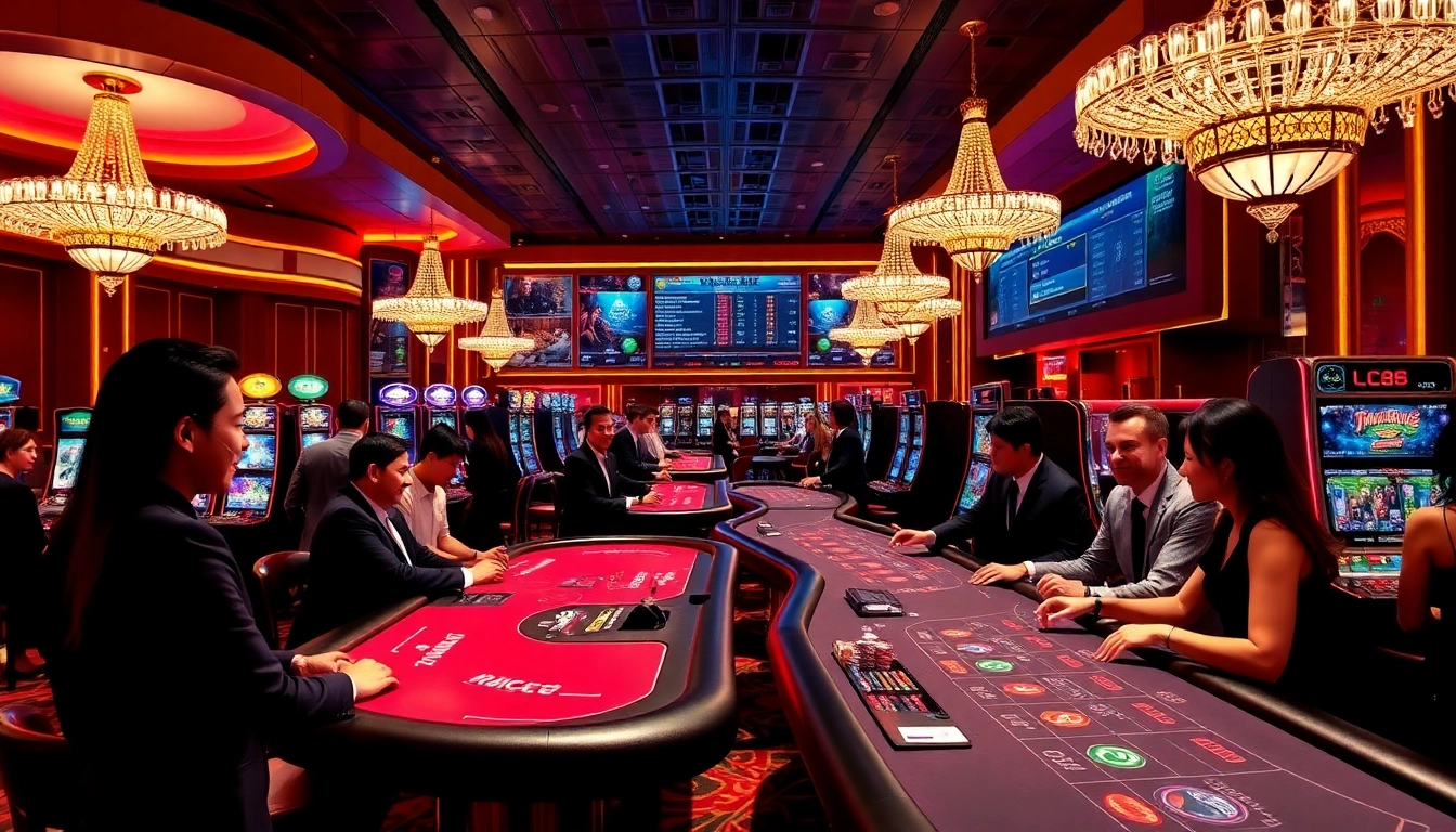 Experience excitement at lc88 with vibrant casino tables and eager players enjoying their games.