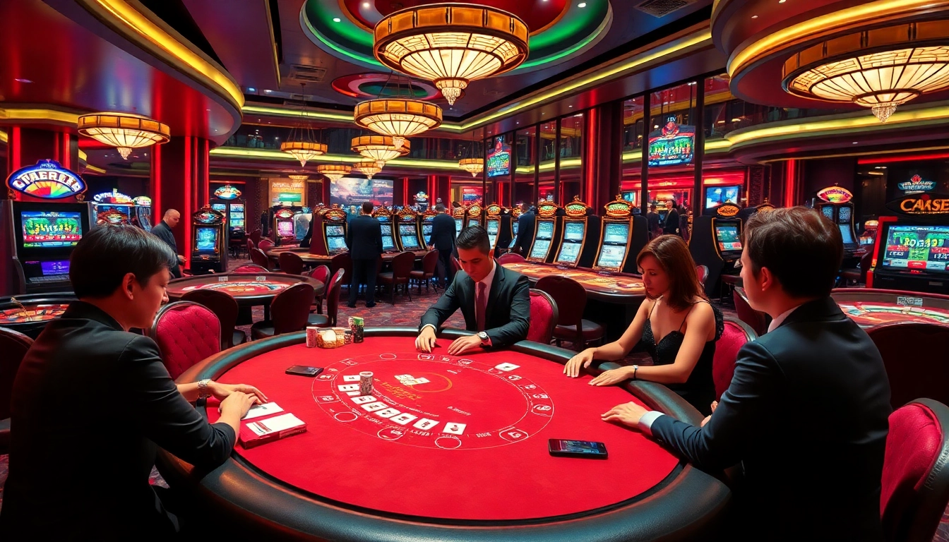 Experience the excitement of mm88 with luxury casino tables and engaging players in action.