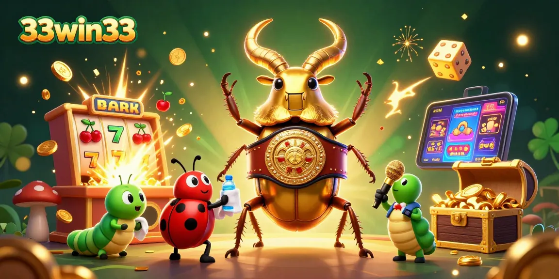 Experience the excitement of 33win33 with golden jackpots, stunning characters, and vibrant casino elements.