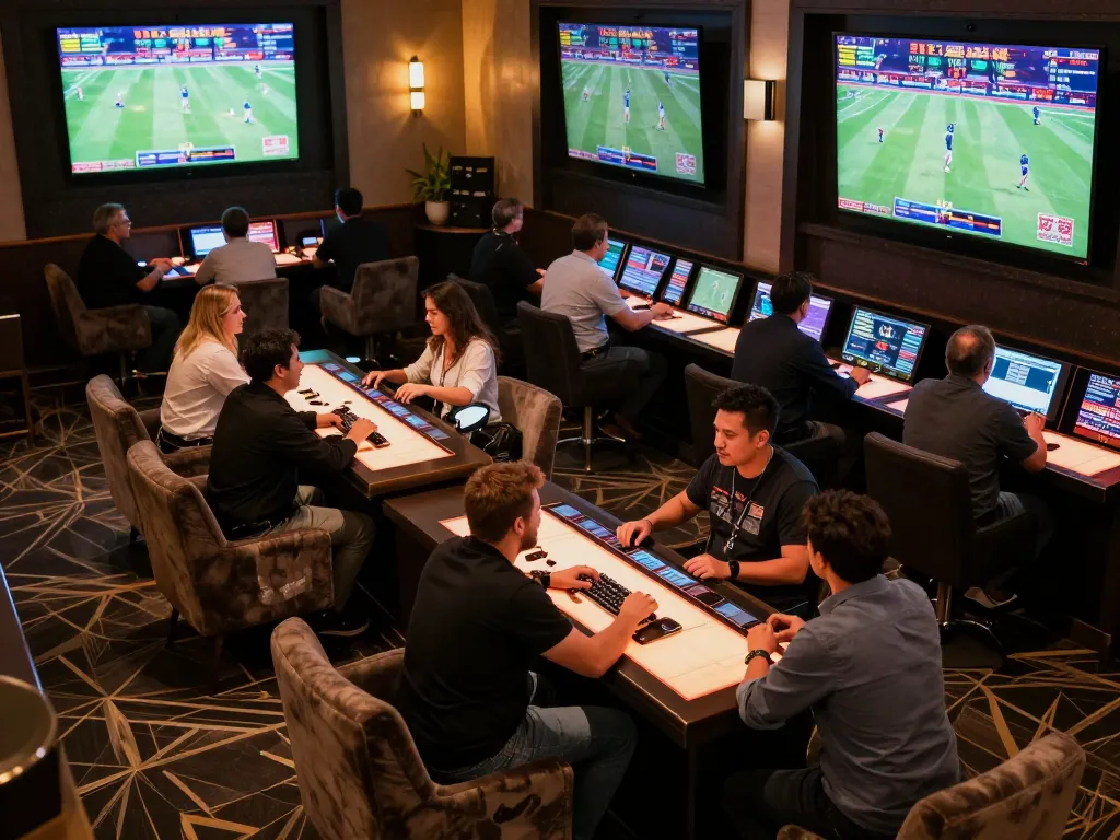 Engaging sports betting scene showcasing live games and bettors enthusiastic about ทางเข้า m111.