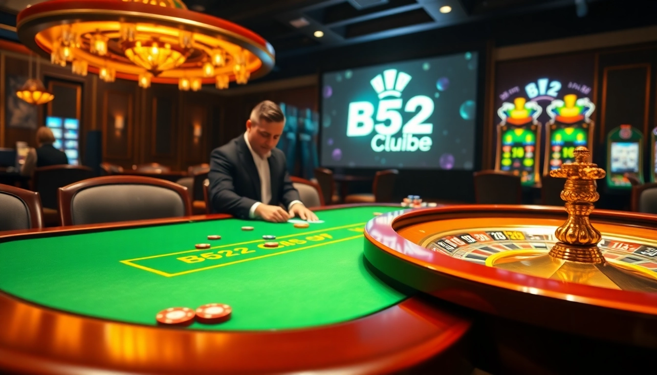 Engaging scene of players enjoying high-stakes games at B52club online casino.