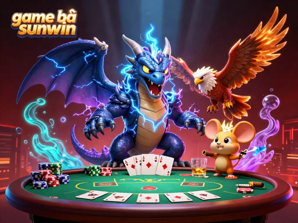 Engaging scene showcasing game bài sunwin with vibrant characters and dynamic poker elements.