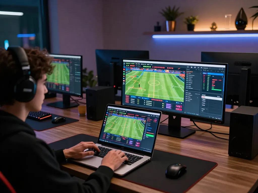 Tỷ lệ kèo nhà cái displayed on a laptop screen during intense sports betting session