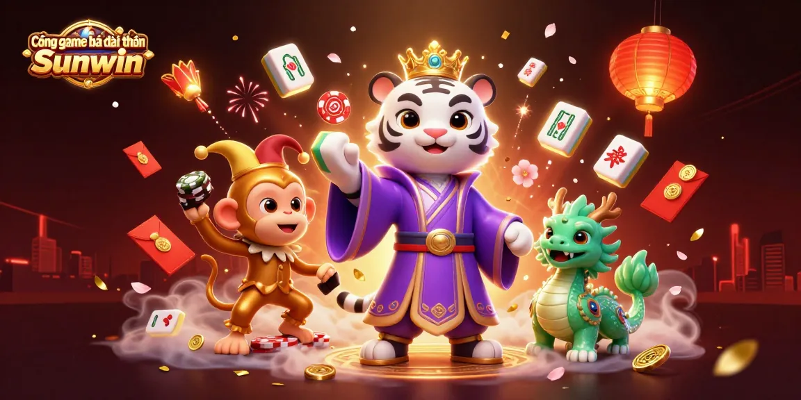 Engage in thrilling gaming at Cổng game bài đổi thưởng Sunwin with dynamic casino characters and vibrant elements.