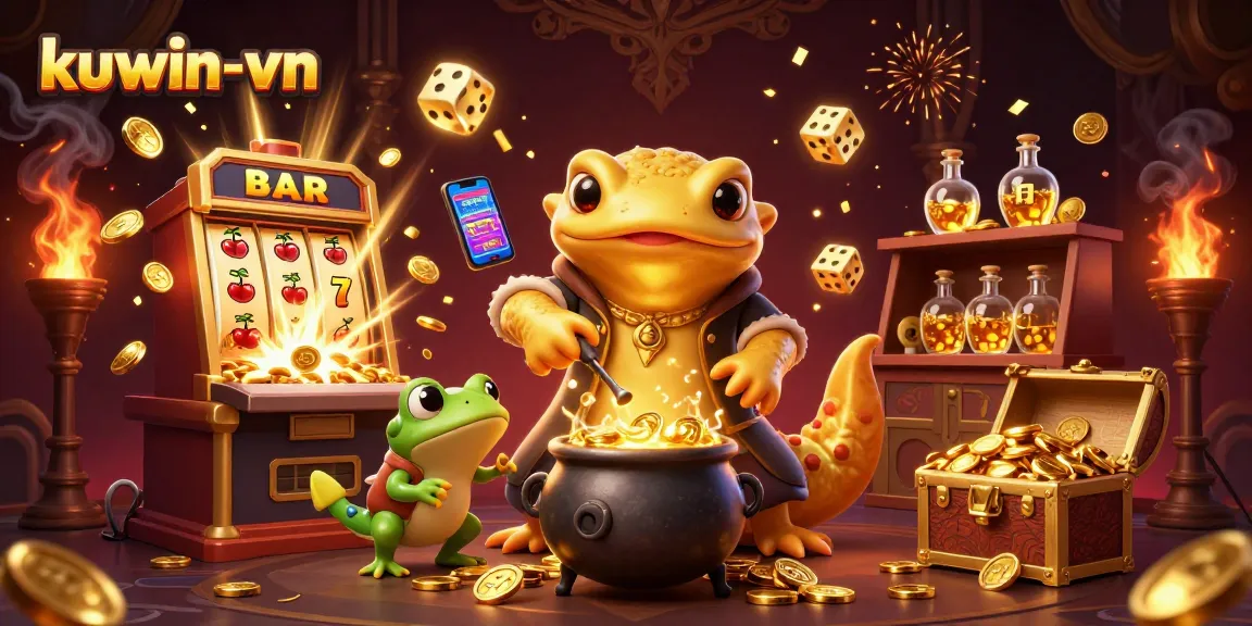 Engage in thrilling gaming with kuwin-vn as the golden salamander alchemist conjures coins and prizes.