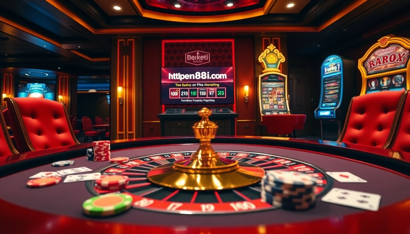 Join the excitement at https://bem88i.com/ with thrilling casino games featuring vibrant chips and cards.