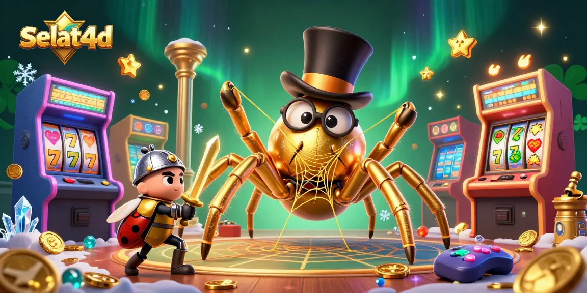 Engage with exciting selat4d gaming visuals featuring a tarantula and beetle in an enchanting casino.