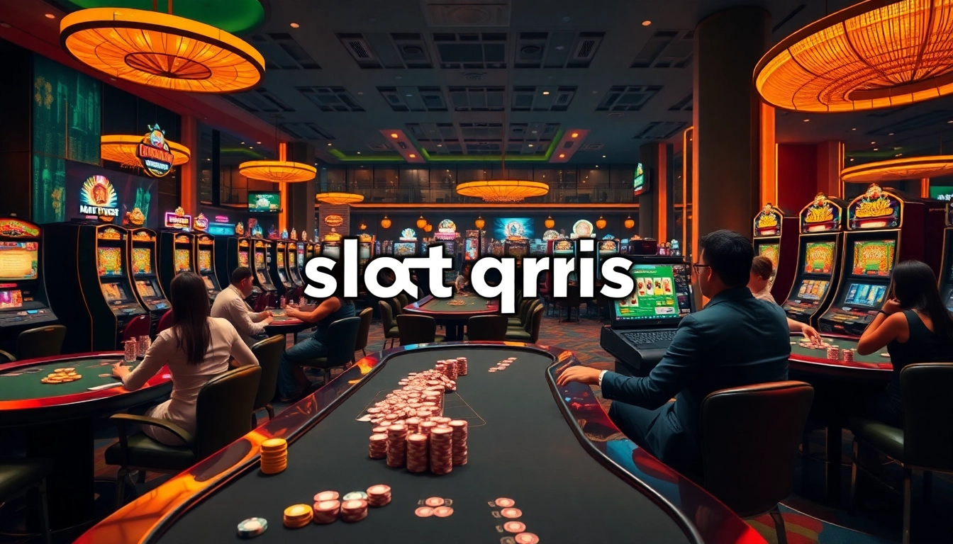 Players enjoying thrilling slot qris action in a lively casino atmosphere with vibrant slot machines and tables.