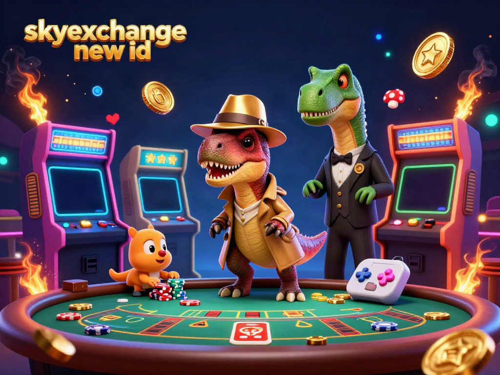Place your bets with a skyexchange new id at a vibrant blackjack table featuring dinosaurs.