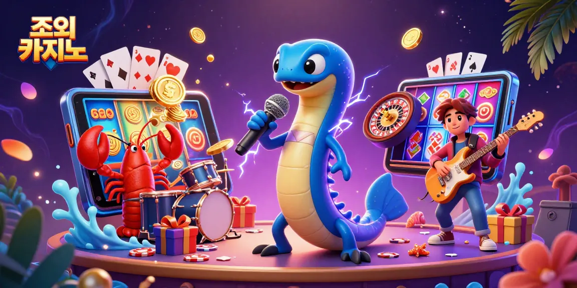 Engage with exciting slot games at 조이카지노 featuring a DJing electric eel and lively underwater casino scene.