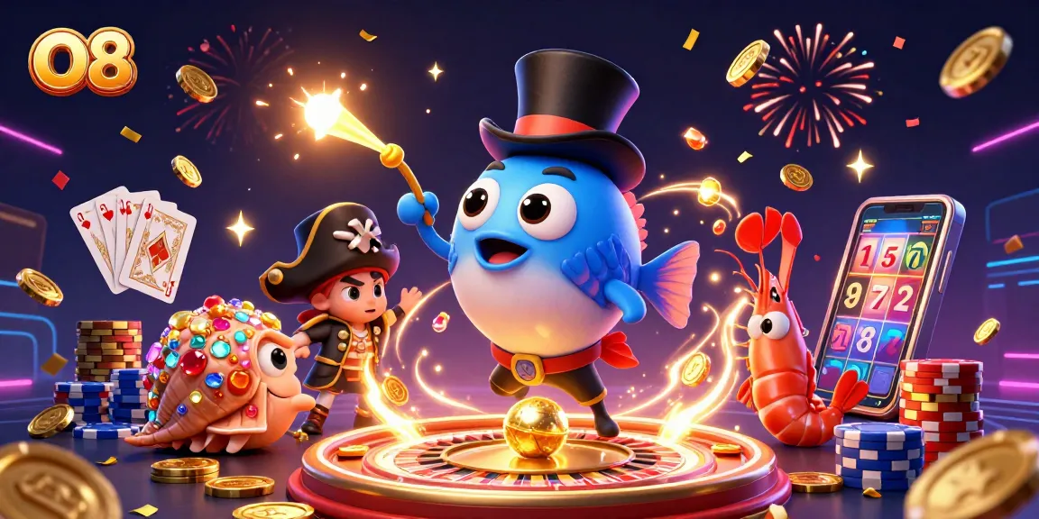 Experience the excitement of O8's casino world with vibrant characters and dynamic gaming elements.