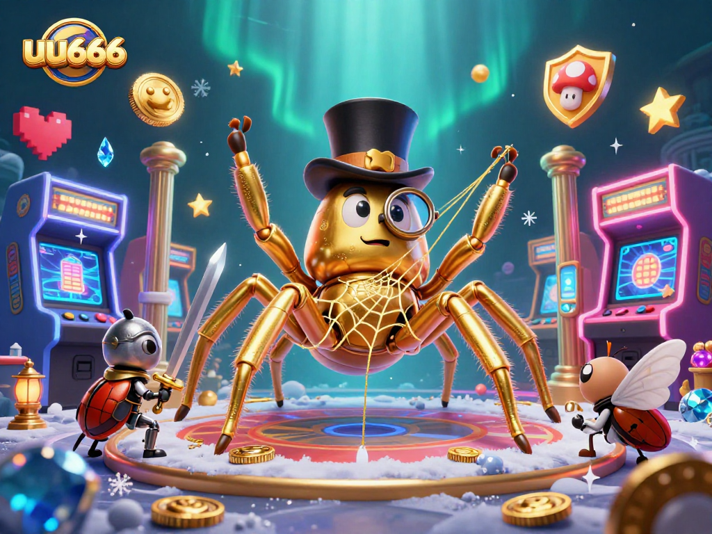 Engage in thrilling gameplay with uu666, featuring diverse casino elements and a captivating golden tarantula.