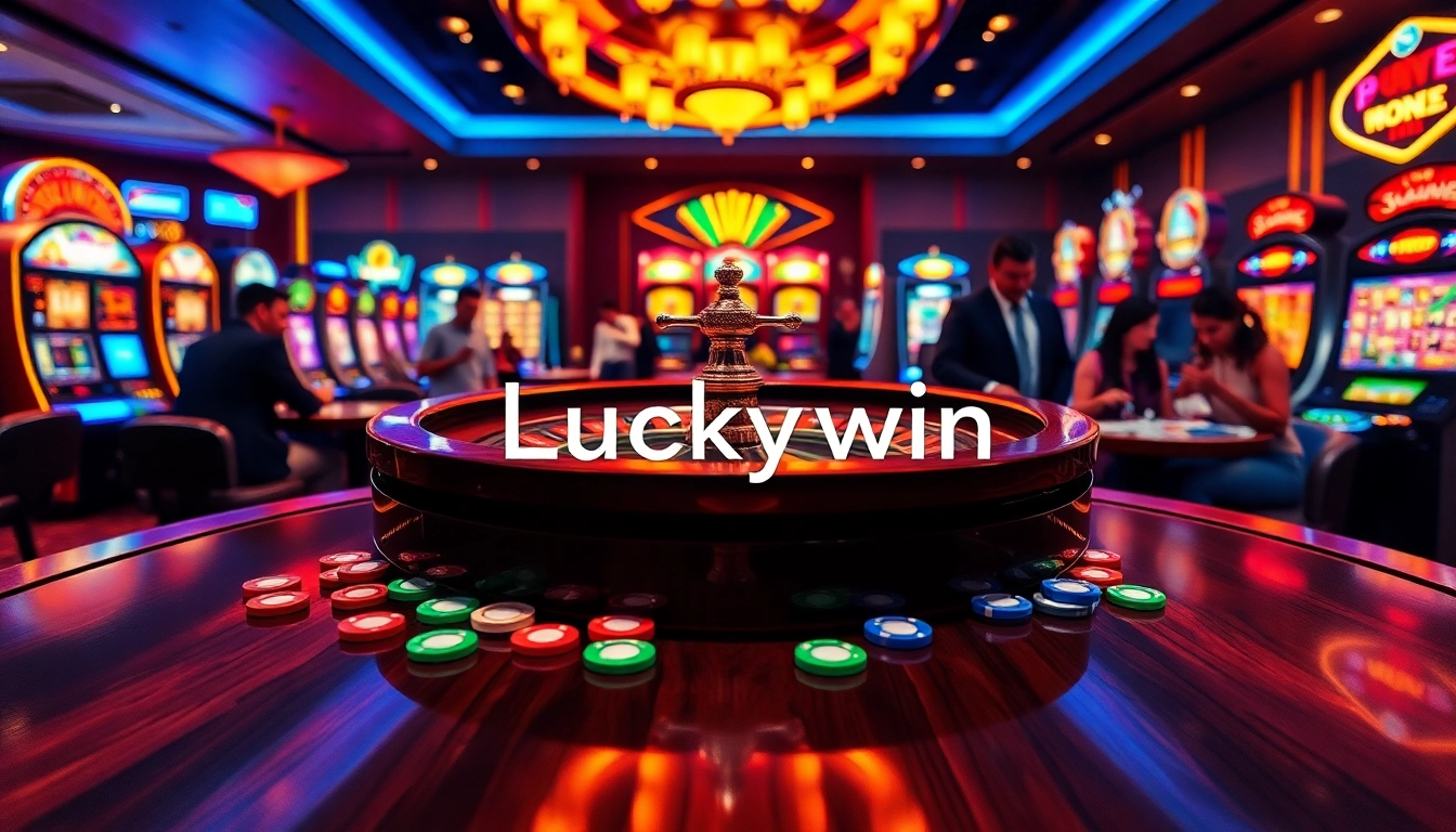 Engaged gamblers enjoying a thrilling game at Luckywin's vibrant casino.