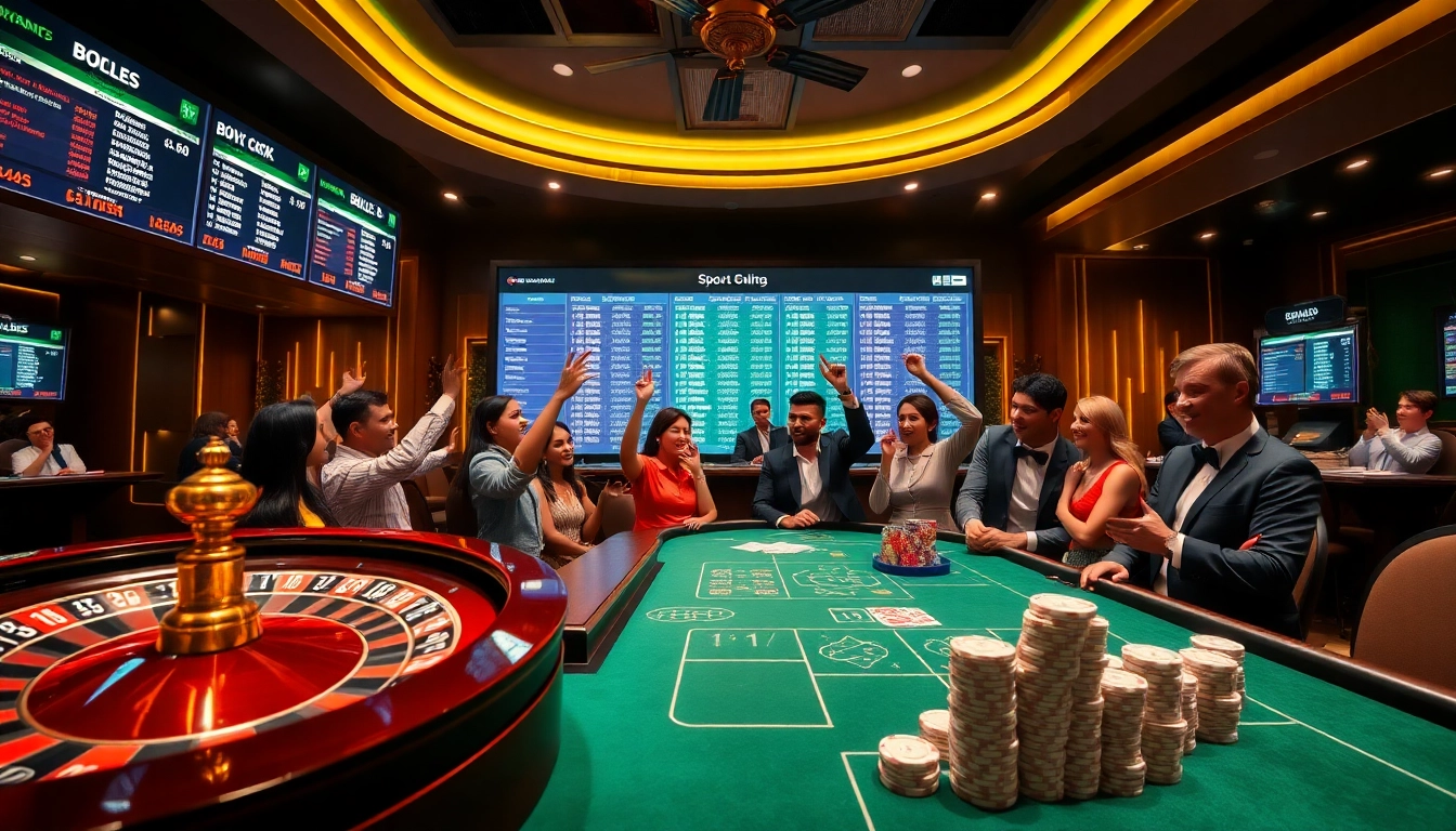 Exciting แทงบอลโลก betting scene with players engaging in luxurious gambling activities.