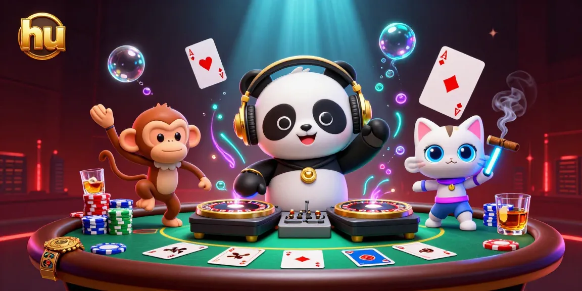 Sử dụng hu để tăng cơ hội chiến thắng với DJ gấu trúc và khỉ nhảy múa trong sòng bạc ảo.