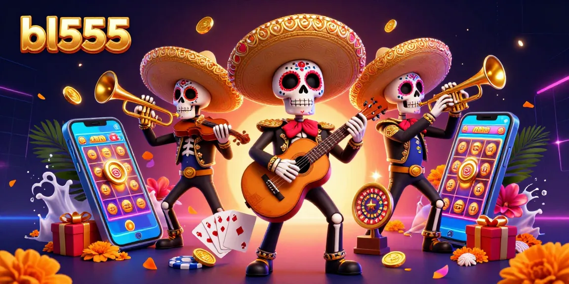 Experience vibrant gambling action with bl555's exciting 3D casino illustration featuring a lively mariachi band.