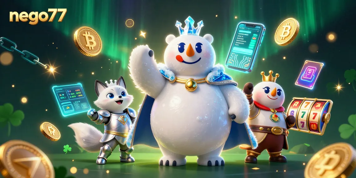 Nego77 features engaging online slot gameplay with vibrant characters and crypto elements.