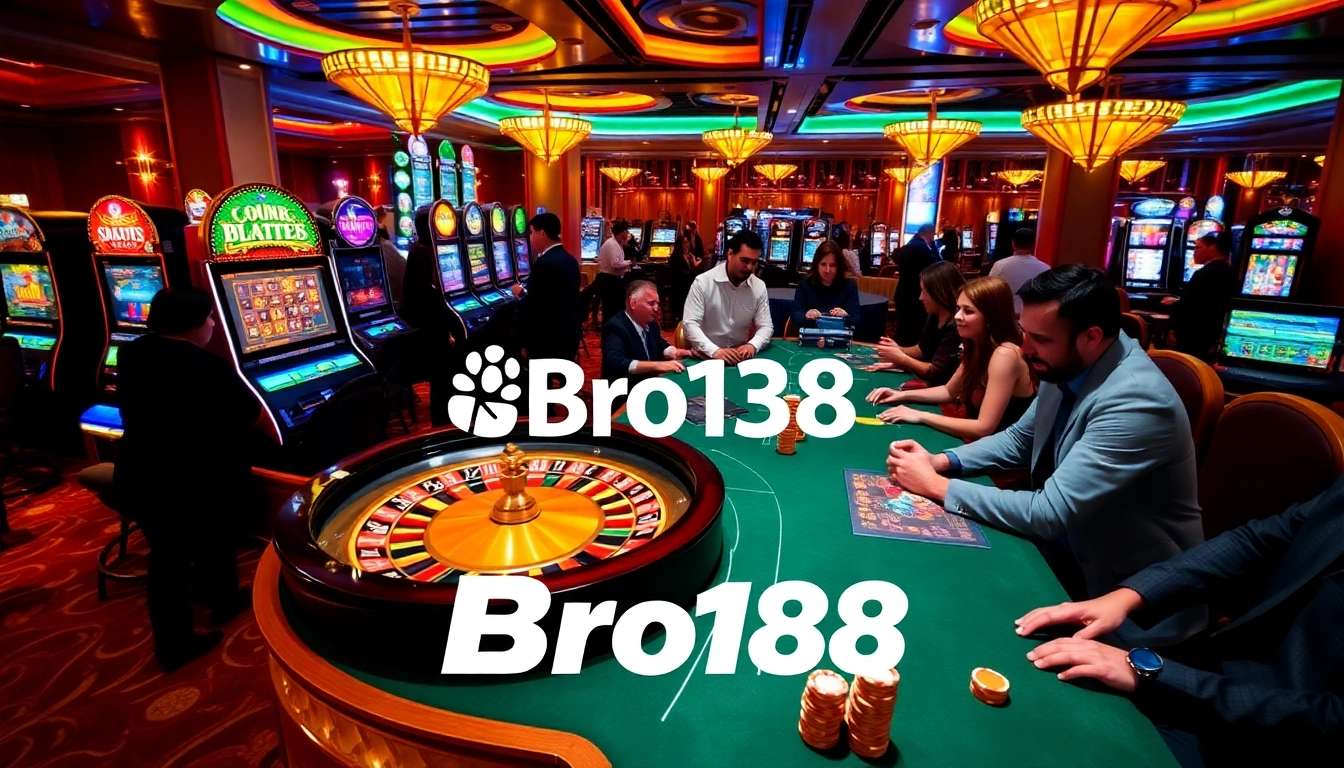 Experience thrilling gaming with Bro138’s vibrant casino atmosphere, featuring engaging slot machines and poker tables.