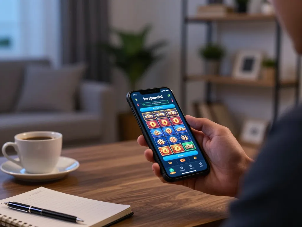 Engaging with the kerajaanslot app on a smartphone while enjoying online gaming