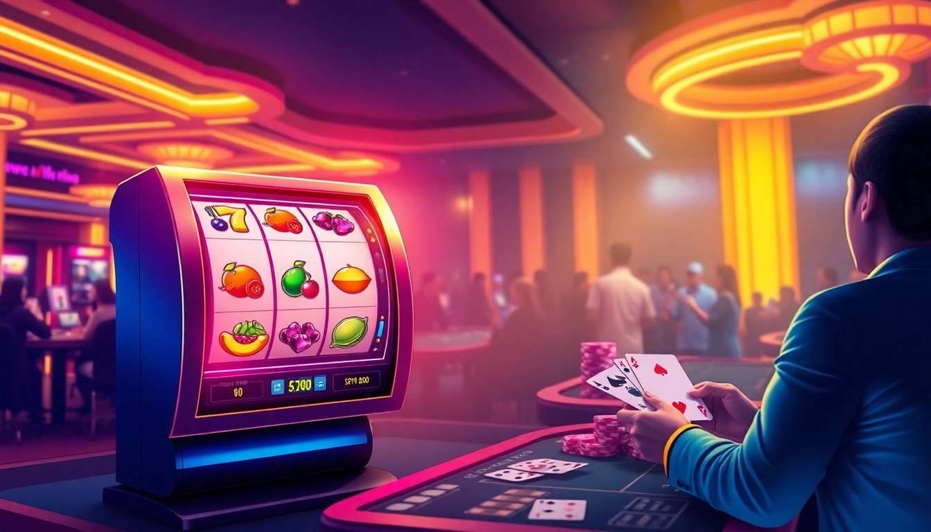 Experience thrilling qqmacan slots with vibrant visuals and seamless gameplay in a luxurious casino setting.