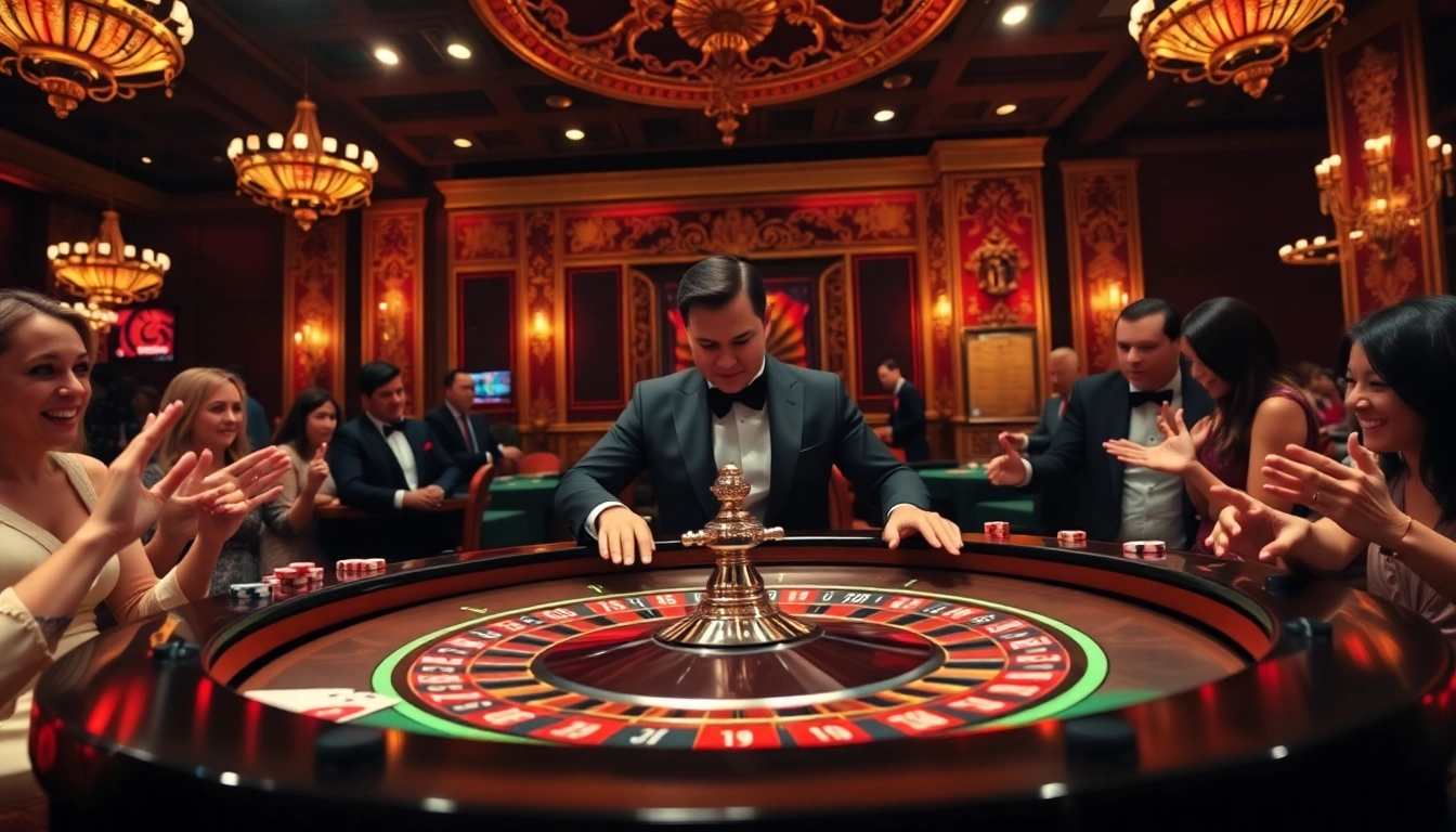 S8 roulette table in a luxurious casino setting with players engaged in excitement.