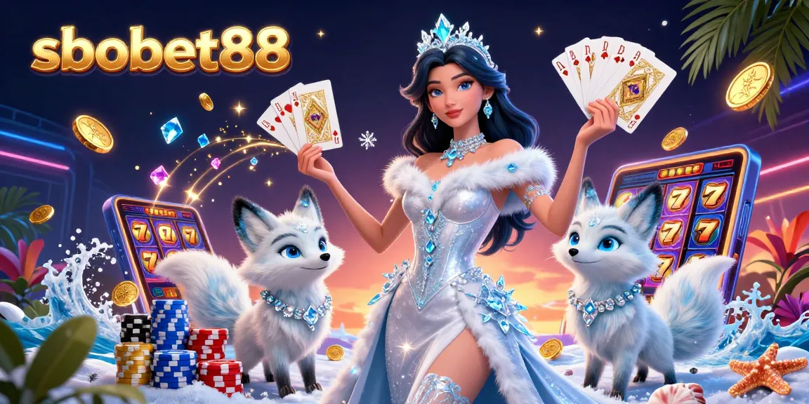 Bet big with sbobet88 as a stunning ice queen engages in high-stakes gambling.