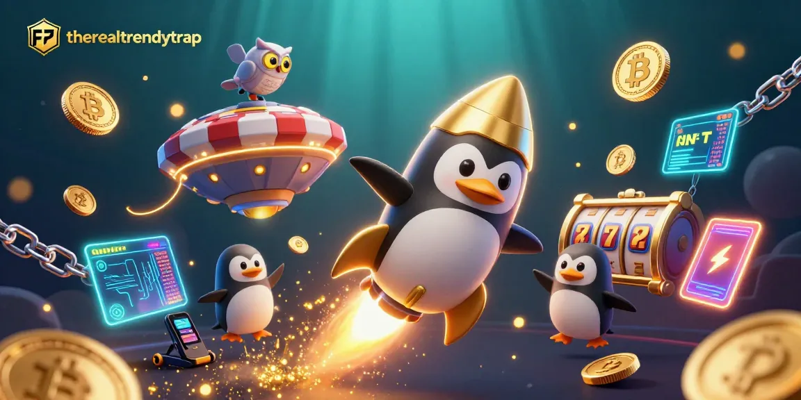 therealtrendytrap menghadirkan pengalaman slot online dengan penguin emas dan chip poker, dijamin seru!