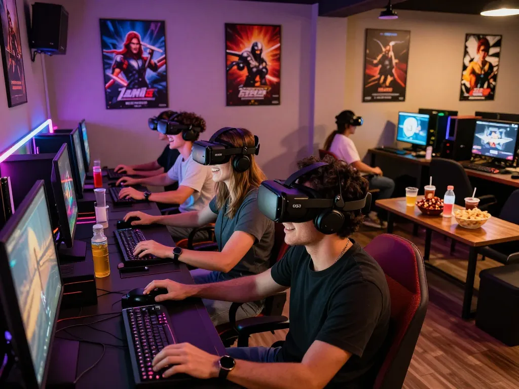 Players enjoying engaging adult games in a vibrant gaming lounge atmosphere.