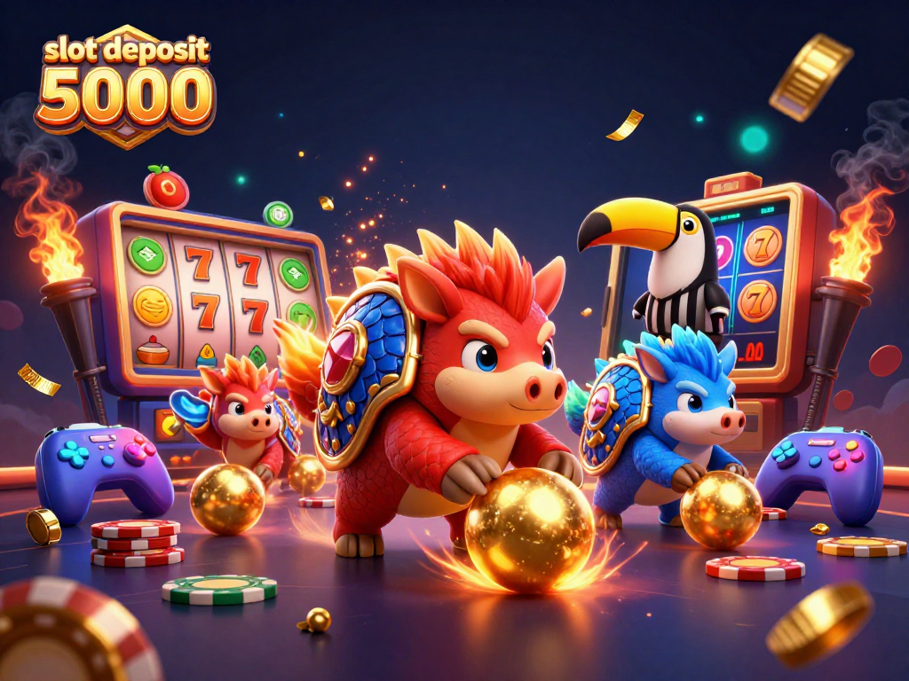 Engage in thrilling action with slot deposit 5000 gameplay featuring lively pangolins amidst sparkling jackpot elements.
