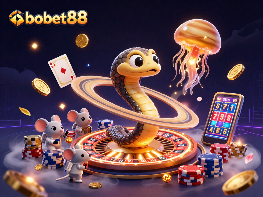 Experience sbobet88 betting with a cosmic roulette wheel as astronauts place bets in this vibrant scene.