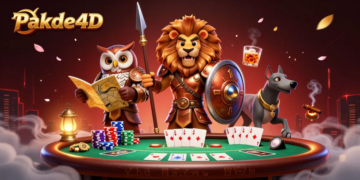 Engage with Pakde4D's exhilarating poker scene featuring a lion warrior and dynamic characters.