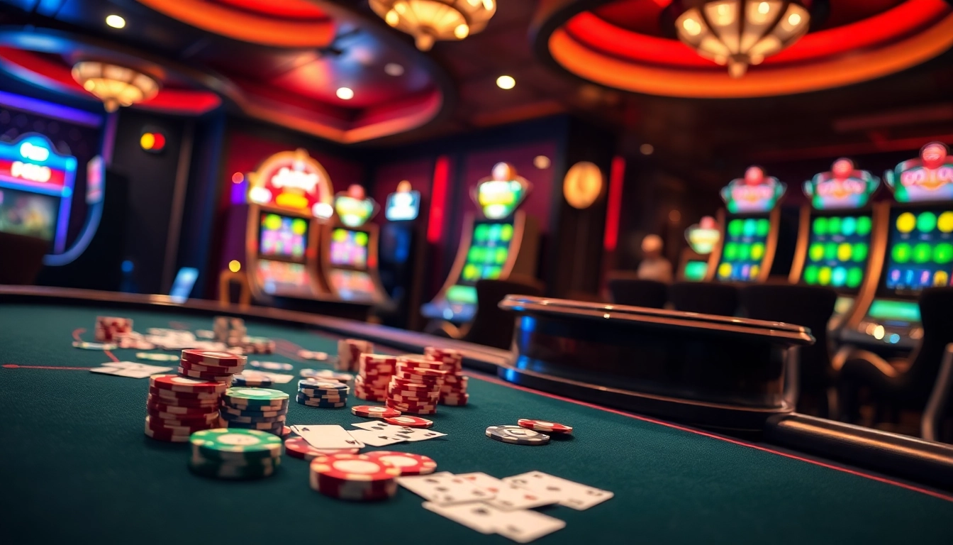 Exciting poker game at XX88 casino with colorful chips and cards.