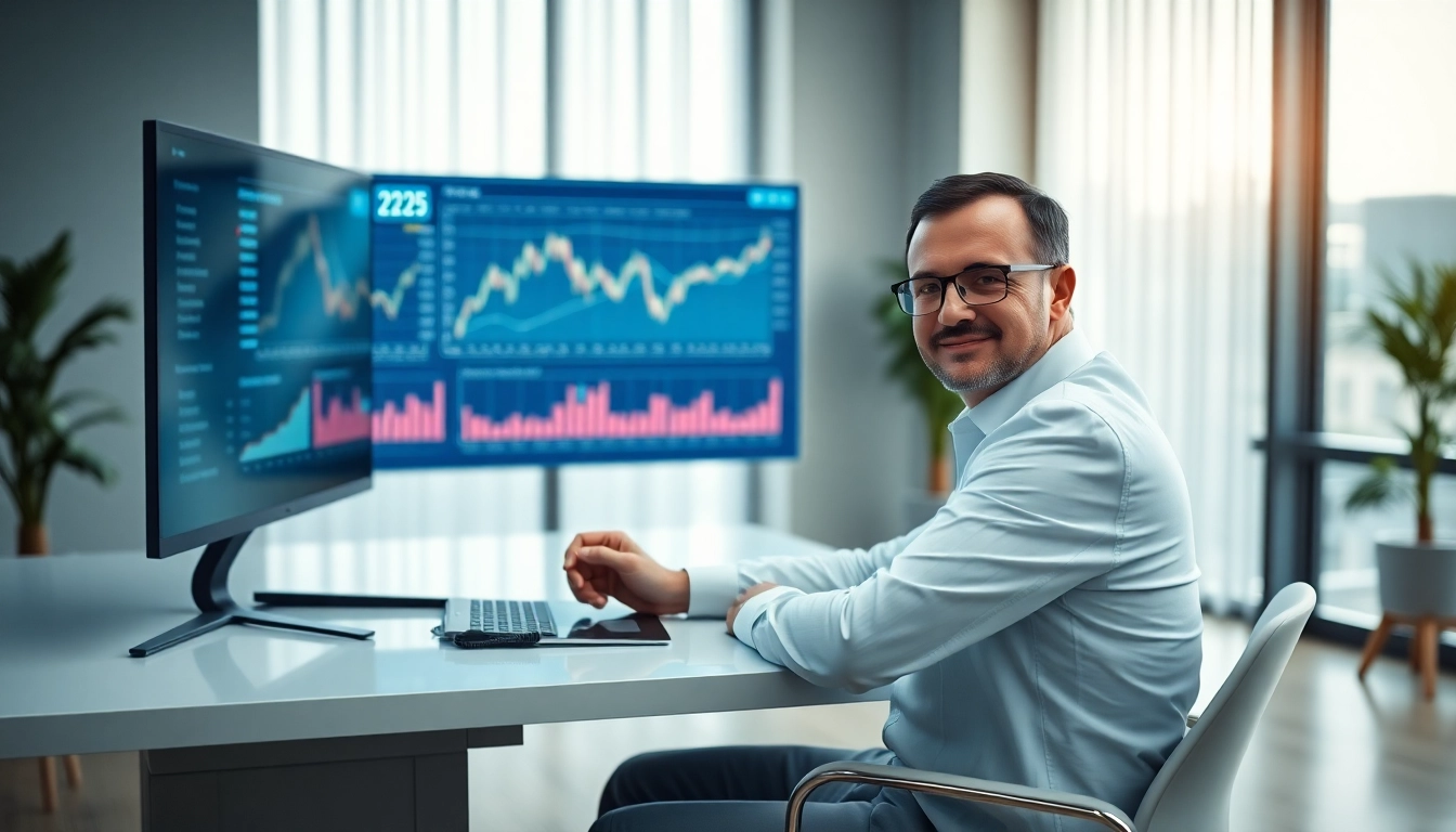 Scène financière moderne avec un conseiller professionnel et des analyses numériques mettant en avant les services financiers innovants de 79king en 2025